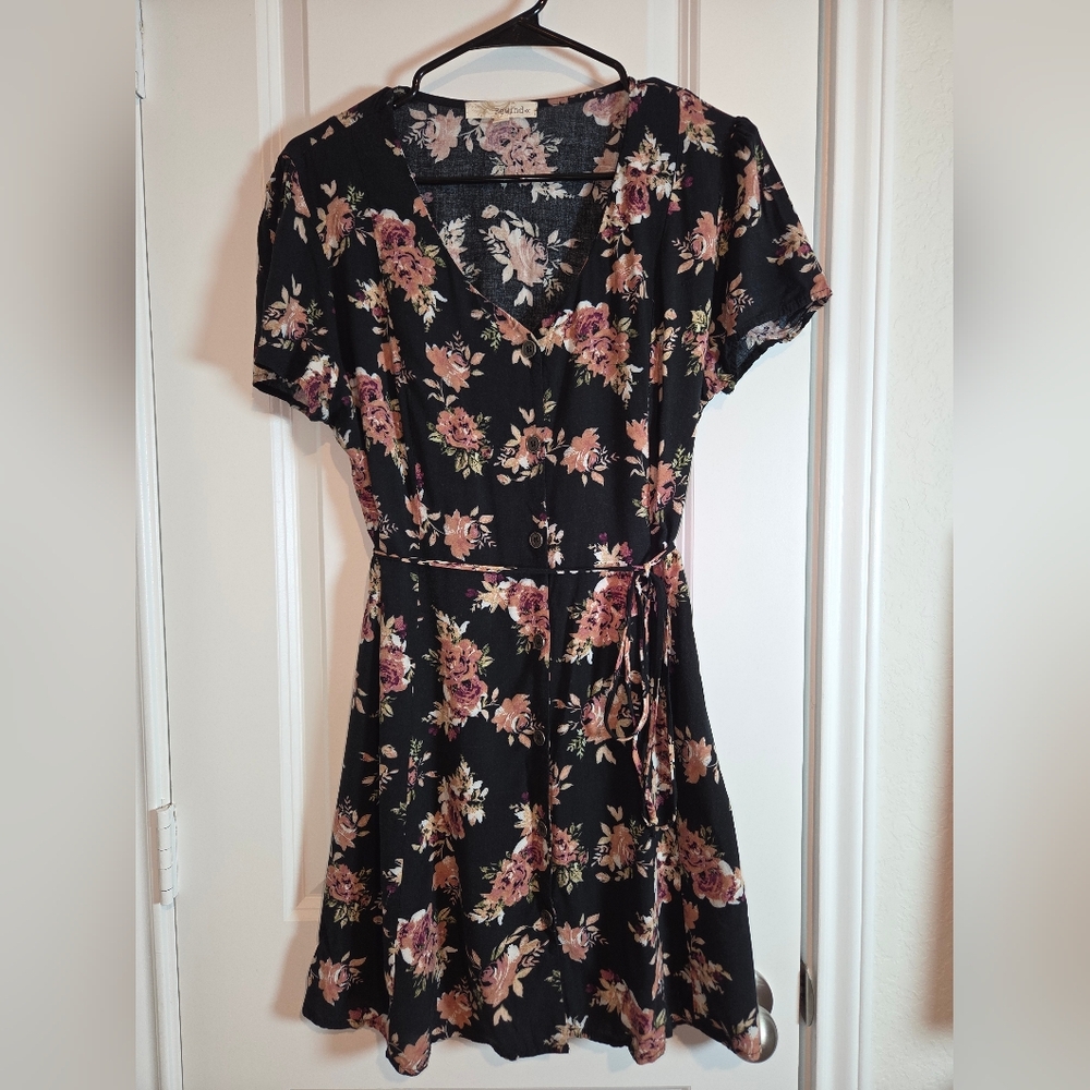 Black Floral Mini Dress Size M